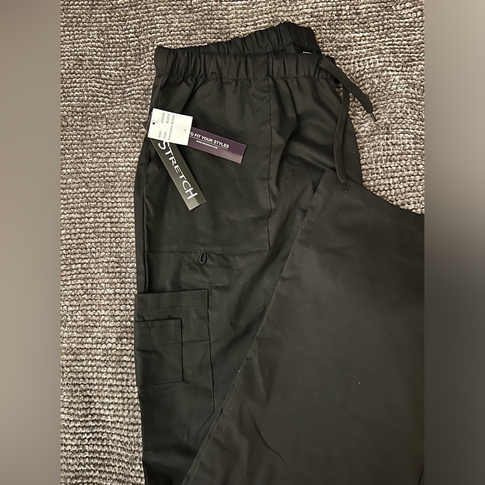 NEW Medgear black XL stretch multi pocket scrub pants.